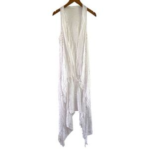 White Sleeveless Drape Vest